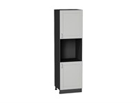Кухонный  Шкаф пенал с 2-мя дверцами под технику Лофт Graphite, Grey Silk, 2140, каркас ЛДСП  Graphite, фасад МДФ  Grey Silk,  2132*600*576 sppr5VVTtoAR69762