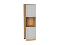 Кухонный  Шкаф пенал с 2-мя дверцами под технику Лофт Дуб Вотан, Grey Silk, 2140, каркас ЛДСП  Дуб Вотан, фасад МДФ  Grey Silk,  2132*600*576 sppr5VVTtoAR69760