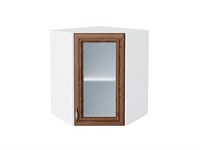 Кухонный  Шкаф верхний угловой остекленный Шале Белый, Brown Dreamline, 720, каркас ЛДСП  Белый, фасад МДФ/Стекло  Brown Dreamline,  716*600*600 sppr5VVTtoAR53855