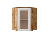 Кухонный  Шкаф верхний угловой остекленный Шале Дуб Вотан, White Dreamline, 720, каркас ЛДСП  Дуб Вотан, фасад МДФ/Стекло  White Dreamline,  716*600*600 sppr5VVTtoAR61343