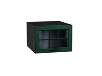 Кухонный  Шкаф верхний горизонтальный остекленный глубокий Дублин Graphite, Special Green, 500, каркас ЛДСП  Graphite, фасад МДФ/Стекло  Special Green,  358*500*574 sppr5VVTtoAR74255