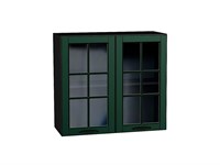 Кухонный  Шкаф верхний с 2-мя остекленными дверцами Дублин Graphite, Special Green, 720, 800, каркас ЛДСП  Graphite, фасад МДФ/Стекло  Special Green,  716*800*318 sppr5VVTtoAR74309