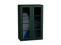 Кухонный  Шкаф верхний с 2-мя остекленными дверцами Дублин Graphite, Special Green, 920, 600, каркас ЛДСП  Graphite, фасад МДФ/Стекло  Special Green,  920*600*318 sppr5VVTtoAR74310