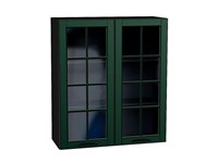 Кухонный  Шкаф верхний с 2-мя остекленными дверцами Дублин Graphite, Special Green, 920, 800, каркас ЛДСП  Graphite, фасад МДФ/Стекло  Special Green,  920*800*318 sppr5VVTtoAR74311