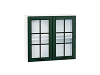 Кухонный  Шкаф верхний с 2-мя остекленными дверцами Дублин Белый, Special Green, 720, 800, каркас ЛДСП  Белый, фасад МДФ/Стекло  Special Green,  716*800*318 sppr5VVTtoAR74293