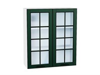 Кухонный  Шкаф верхний с 2-мя остекленными дверцами Дублин Белый, Special Green, 920, 800, каркас ЛДСП  Белый, фасад МДФ/Стекло  Special Green,  920*800*318 sppr5VVTtoAR74295