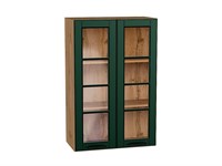 Кухонный  Шкаф верхний с 2-мя остекленными дверцами Дублин Дуб Вотан, Special Green, 920, 600, каркас ЛДСП  Дуб Вотан, фасад МДФ/Стекло  Special Green,  920*600*318 sppr5VVTtoAR74302