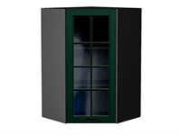 Кухонный  Шкаф верхний угловой остекленный Дублин Graphite, Special Green, 920, каркас ЛДСП  Graphite, фасад МДФ/Стекло  Special Green,  920*600*600 sppr5VVTtoAR74287