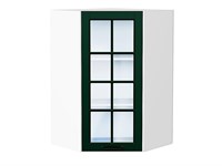 Кухонный  Шкаф верхний угловой остекленный Дублин Белый, Special Green, 920, каркас ЛДСП  Белый, фасад МДФ/Стекло  Special Green,  920*600*600 sppr5VVTtoAR74279