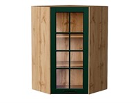 Кухонный  Шкаф верхний угловой остекленный Дублин Дуб Вотан, Special Green, 920, каркас ЛДСП  Дуб Вотан, фасад МДФ/Стекло  Special Green,  920*600*600 sppr5VVTtoAR74283