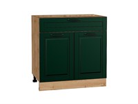 Кухонный  Шкаф нижний с 2-мя дверцами и ящиком Дублин Дуб Вотан, Special Green, 800, каркас ЛДСП  Дуб Вотан, фасад МДФ  Special Green,  816*800*478 sppr5VVTtoAR73572