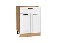 Кухонный  Шкаф нижний с 2-мя дверцами и ящиком Дублин Дуб Вотан, Special White, 600, каркас ЛДСП  Дуб Вотан, фасад МДФ  Special White,  816*600*478 sppr5VVTtoAR73571