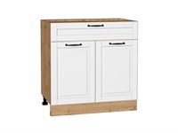 Кухонный  Шкаф нижний с 2-мя дверцами и ящиком Дублин Дуб Вотан, Special White, 800, каркас ЛДСП  Дуб Вотан, фасад МДФ  Special White,  816*800*478 sppr5VVTtoAR73576
