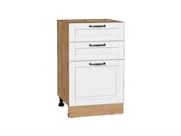 Кухонный  Шкаф нижний с 3-мя ящиками Дублин Дуб Вотан, Special White, 500, каркас ЛДСП  Дуб Вотан, фасад МДФ  Special White,  816*500*478 sppr5VVTtoAR73622