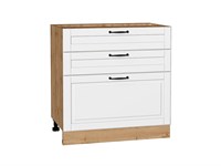 Кухонный  Шкаф нижний с 3-мя ящиками Дублин Дуб Вотан, Special White, 800, каркас ЛДСП  Дуб Вотан, фасад МДФ  Special White,  816*800*478 sppr5VVTtoAR73632