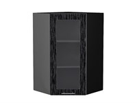 Кухонный  Шкаф верхний угловой остекленный Валерия-М Graphite, Черный металлик дождь, 920, каркас ЛДСП  Graphite, фасад МДФ/Стекло  Черный металлик дождь,  920*600*600 sppr5VVTtoAR40766