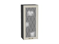 Кухонный  Шкаф верхний с 1-ой остекленной дверцей Ницца Graphite, Агат, 920, 400, каркас ЛДСП  Graphite, фасад МДФ/Стекло  Агат,  920*400*318 sppr5VVTtoAR54683