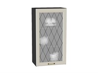 Кухонный  Шкаф верхний с 1-ой остекленной дверцей Ницца Graphite, Агат, 920, 500, каркас ЛДСП  Graphite, фасад МДФ/Стекло  Агат,  920*500*318 sppr5VVTtoAR54684