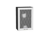 Кухонный  Шкаф верхний с 1-ой остекленной дверцей Ницца Graphite, Белый, 720, 500, каркас ЛДСП  Graphite, фасад МДФ/Стекло  Белый,  716*500*318 sppr5VVTtoAR54669