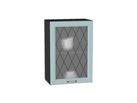 Кухонный  Шкаф верхний с 1-ой остекленной дверцей Ницца Graphite, Голубой, 720, 500, каркас ЛДСП  Graphite, фасад МДФ/Стекло  Голубой,  716*500*318 sppr5VVTtoAR54693