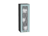 Кухонный  Шкаф верхний с 1-ой остекленной дверцей Ницца Graphite, Голубой, 920, 300, каркас ЛДСП  Graphite, фасад МДФ/Стекло  Голубой,  920*300*318 sppr5VVTtoAR54694