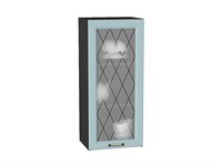 Кухонный  Шкаф верхний с 1-ой остекленной дверцей Ницца Graphite, Голубой, 920, 400, каркас ЛДСП  Graphite, фасад МДФ/Стекло  Голубой,  920*400*318 sppr5VVTtoAR54695