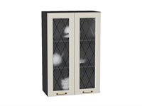 Кухонный  Шкаф верхний с 2-мя остекленными дверцами Ницца Graphite, Агат, 920, 600, каркас ЛДСП  Graphite, фасад МДФ/Стекло  Агат,  920*600*318 sppr5VVTtoAR54755