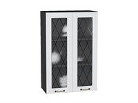 Кухонный  Шкаф верхний с 2-мя остекленными дверцами Ницца Graphite, Белый, 920, 600, каркас ЛДСП  Graphite, фасад МДФ/Стекло  Белый,  920*600*318 sppr5VVTtoAR54747
