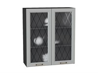 Кухонный  Шкаф верхний с 2-мя остекленными дверцами Ницца Graphite, Графит, 920, 800, каркас ЛДСП  Graphite, фасад МДФ/Стекло  Графит,  920*800*318 sppr5VVTtoAR54772