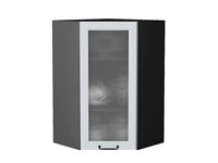 Кухонный  Шкаф верхний угловой остекленный Ницца Graphite, Blanco, 920, Кризет, каркас ЛДСП  Graphite, фасад МДФ/Стекло  Blanco,  920*600*600 sppr5VVTtoAR44398