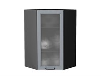 Кухонный  Шкаф верхний угловой остекленный Ницца Graphite, Magnum, 920, Кризет, каркас ЛДСП  Graphite, фасад МДФ/Стекло  Magnum,  920*600*600 sppr5VVTtoAR44400