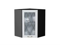 Кухонный  Шкаф верхний угловой остекленный Ницца Graphite, Белый, 720, каркас ЛДСП  Graphite, фасад МДФ/Стекло  Белый,  716*600*600 sppr5VVTtoAR54807