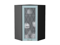 Кухонный  Шкаф верхний угловой остекленный Ницца Graphite, Голубой, 920, каркас ЛДСП  Graphite, фасад МДФ/Стекло  Голубой,  920*600*600 sppr5VVTtoAR54816