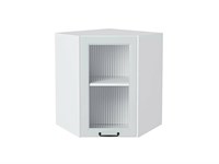 Кухонный  Шкаф верхний угловой остекленный Ницца Белый, Blanco, 720, Moru, каркас ЛДСП  Белый, фасад МДФ/Стекло  Blanco,  716*600*600 sppr5VVTtoAR67409