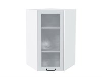 Кухонный  Шкаф верхний угловой остекленный Ницца Белый, Blanco, 920, Кризет, каркас ЛДСП  Белый, фасад МДФ/Стекло  Blanco,  920*600*600 sppr5VVTtoAR33714