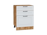 Кухонный  Шкаф нижний с 3-мя ящиками Ницца Дуб Вотан, Blanco, 600, каркас ЛДСП  Дуб Вотан, фасад МДФ  Blanco,  816*600*480 sppr5VVTtoAR64507