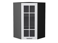 Кухонный  Шкаф верхний угловой остекленный Прага Graphite, Белое дерево, 920, каркас ЛДСП  Graphite, фасад МДФ/Стекло  Белое дерево,  920*600*600 sppr5VVTtoAR41069