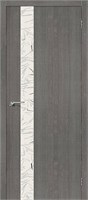 Межкомнатная дверь   Порта-51 SA Grey Crosscut Silver Art 200*60,  модерн,  остекленные,  Композитный мебельный щит на основе высококачественного соснового бруса и MDF, тамбурат, HDF. spBRV089-0025