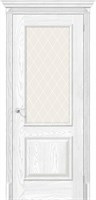 Межкомнатная дверь   Классико-13 Silver Ash White Сrystal 200*60,  классика,  остекленные,  Композитный мебельный щит на основе высококачественного соснового бруса и MDF. spBRV097-0118