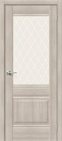 Межкомнатная дверь   Прима-3 Cappuccino Veralinga White Сrystal 200*60,  неоклассика,  остекленные,  Композитный мебельный щит на основе высококачественного соснового бруса и древесных плит. spBRV153-0424