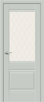 Межкомнатная дверь   Прима-3 Grey Matt White Сrystal 200*60,  неоклассика,  остекленные, spBRV066-0150