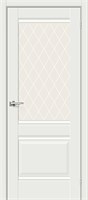 Межкомнатная дверь   Прима-3 White Matt White Сrystal 200*60,  неоклассика,  остекленные, spBRV066-0154