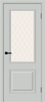 Межкомнатная дверь   Классик-13 Grey Silk White Сrystal 200*60,  классика,  остекленные, spBRV169-0477