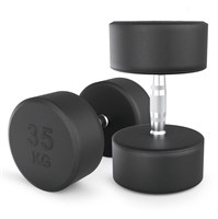 Гантель UNIX Fit PRO круглая обрезиненная 35 кг, 2 шт. msk25 unt_DBRND35PBKx2