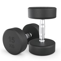 Гантель UNIX Fit PRO круглая обрезиненная 15 кг, 2 шт. msk25 unt_DBRND15PBKx2