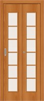 Межкомнатная складная дверь 200*40 два ДП, 2С, Л-12 (МиланОрех) / Сатинато , Финиш Флекс sp2510BR_010-0305