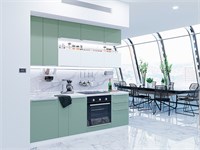 Кухонный гарнитур модульный Фьюжн-01 В*Ш*Г 2340*2300*600, фасад МДФ  Silky Mint/Silky White, корпус  Белый, столешница  Гранит белый ms2510VVT_52369