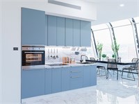 Кухонный гарнитур модульный Фьюжн-03 В*Ш*Г 2340*2600*600, фасад МДФ  Silky Blue, корпус  Белый, столешница  Гранит белый ms2510VVT_52366