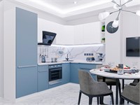 Кухонный гарнитур модульный Фьюжн-04 В*Ш*Г 2140*2500/1800*600, фасад МДФ  Silky Blue/Silky White, корпус  Белый, столешница  Гранит белый ms2510VVT_52444