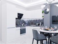 Кухонный гарнитур модульный Фьюжн-04 В*Ш*Г 2140*2500/1800*600, фасад МДФ  Silky White, корпус  Белый, столешница  Мрамор черный ms2510VVT_52446